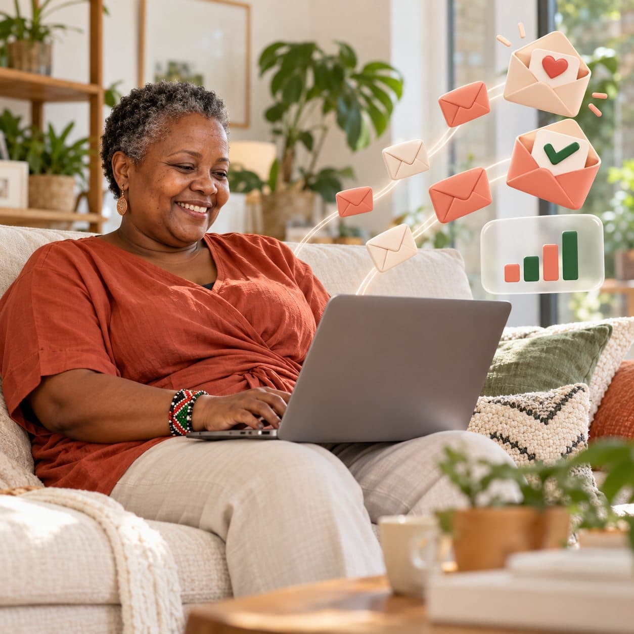 A Zypria team member working from home with his family beside him